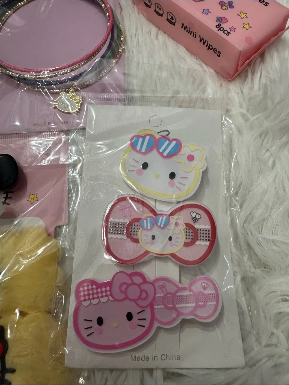 Hello Kitty bundle Accessories hair claws hair clips straw topper  bangles